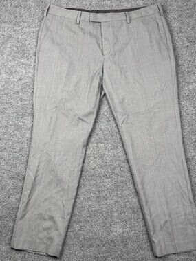 Louis Raphael Luxe Dress Pants Men 40x30 Gray Slim Fit Wool Blend Flat Front